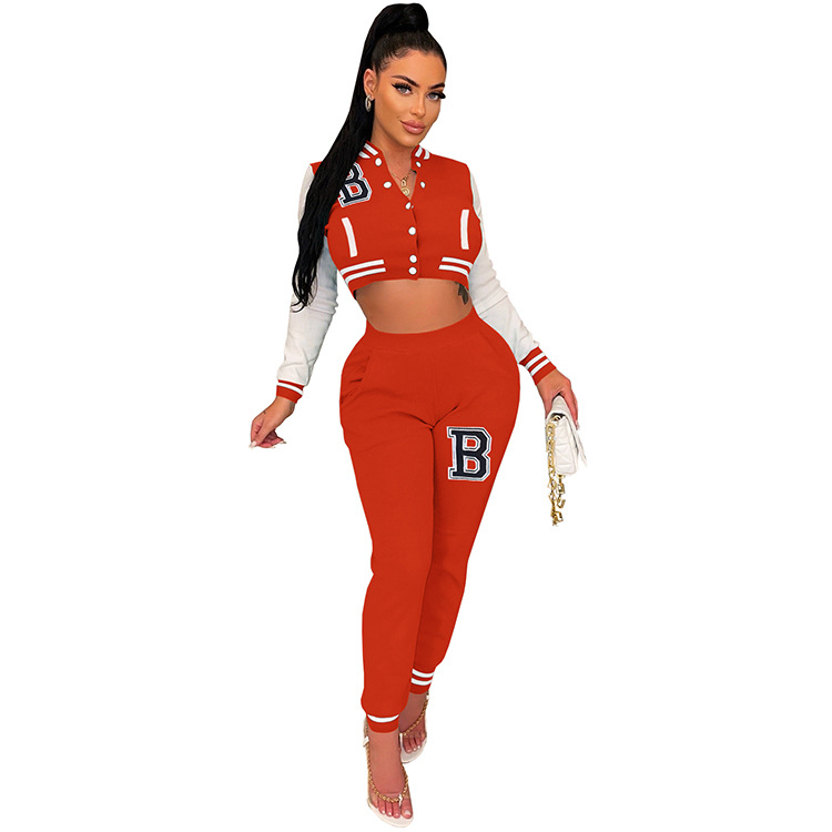 Moterų kelnės baseball uniformos kostiumas su raidėmis sportinis_voghion.com