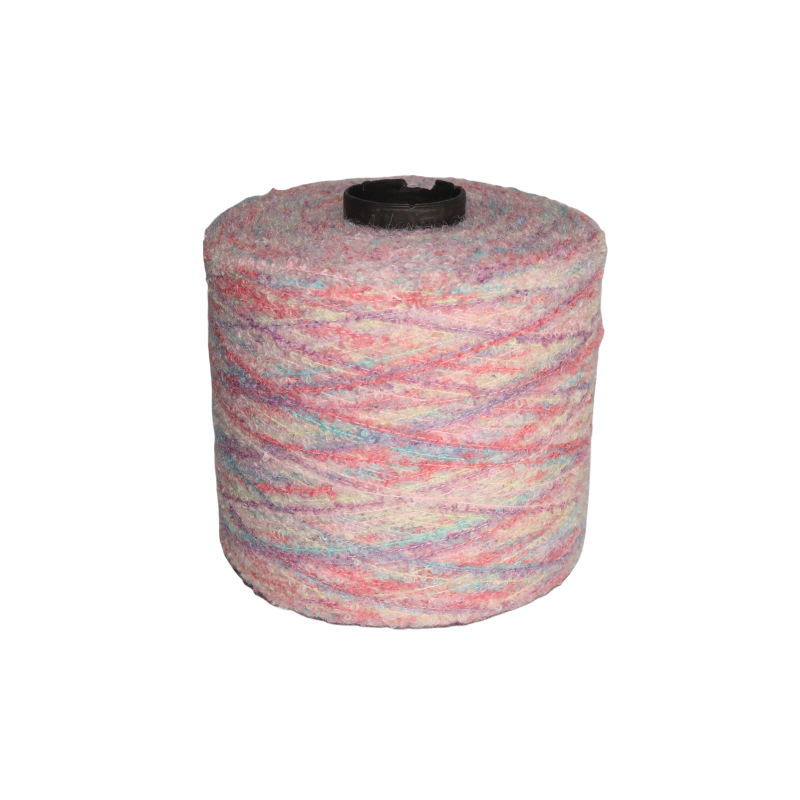 纱线批发特种花式纱4.5NM魔法圈圈纱15%羊毛36%腈纶彩虹渐变纱