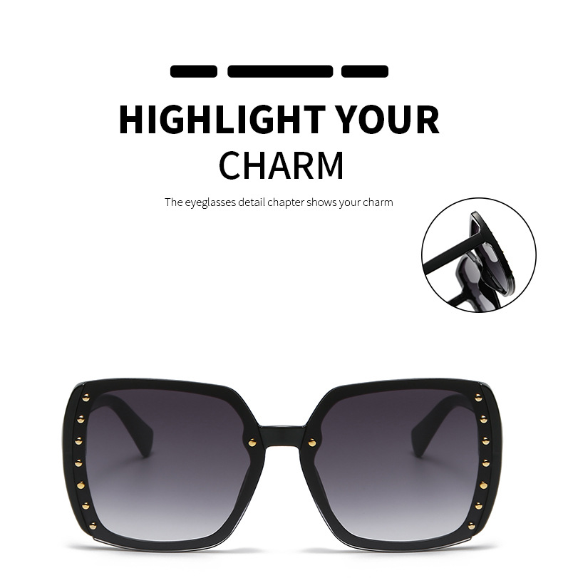 Fashion New Style Large Square Frame Rivet Sunglasses display picture 4