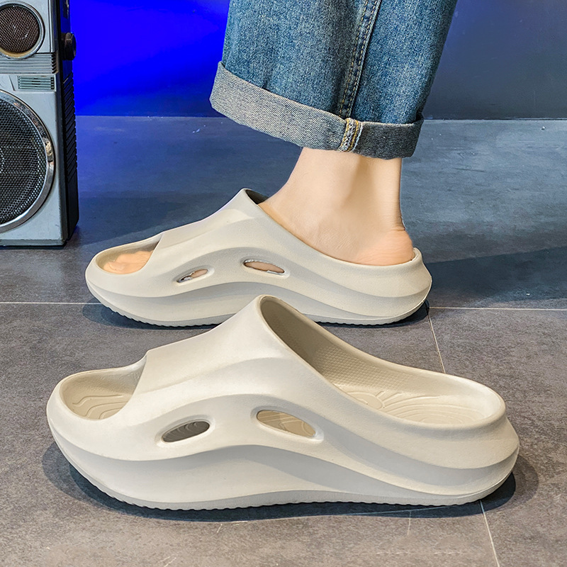 Pantuflas, estilo caliente de verano para hombres, deportes, ocio, fondo suave antideslizante, pisando mierda, sandalias de baño de interior en casa