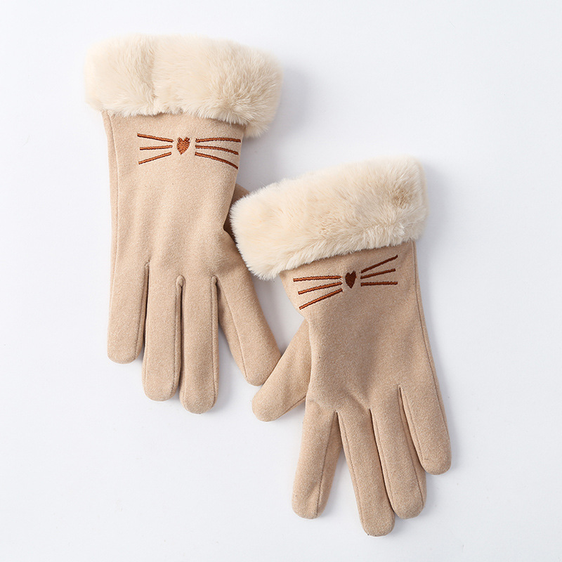Autumn and winter warm gloves for women with velvet and thickened velvet for outdoor riding and driving sports touch screen velvet gloves for women