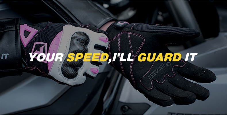 Sulaite Summer Motorcycle Gloves Breathable Touchscreen Carbon Fiber Shell Anti-Fall Full Finger Motorcycle Gloves for Women
