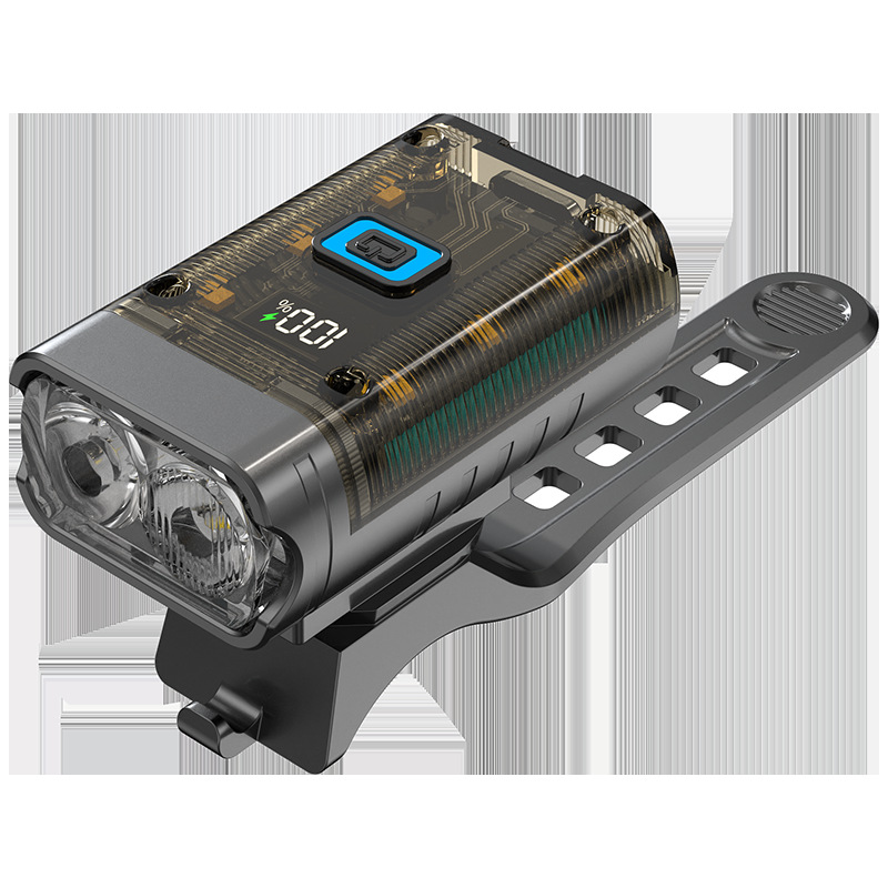 Nueva luz brillante doble cabeza de bicicleta luz de bicicleta de montaña al aire libre luz delantera USB carga equipo de viaje transparente luz de viaje nocturno