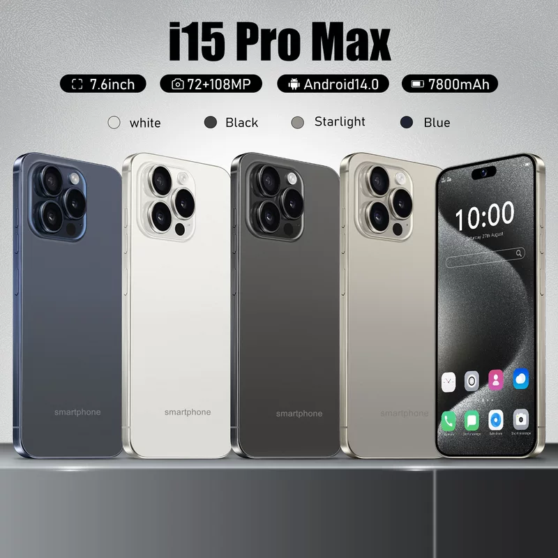 Mobile phone pro (i15 Pro Max), Android 4G, 3" display, Black/White/Gold/Blue