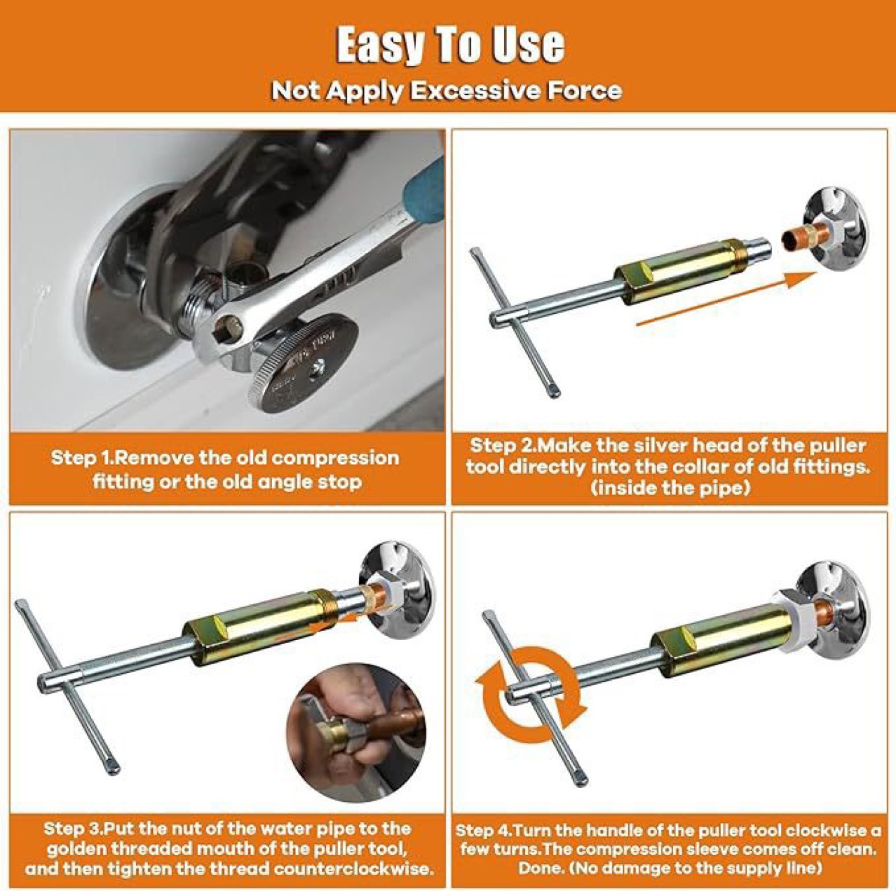 Compression Sleeve Puller Tool, Only for 1/ 2inch Compression Fitting Sleeve Remover