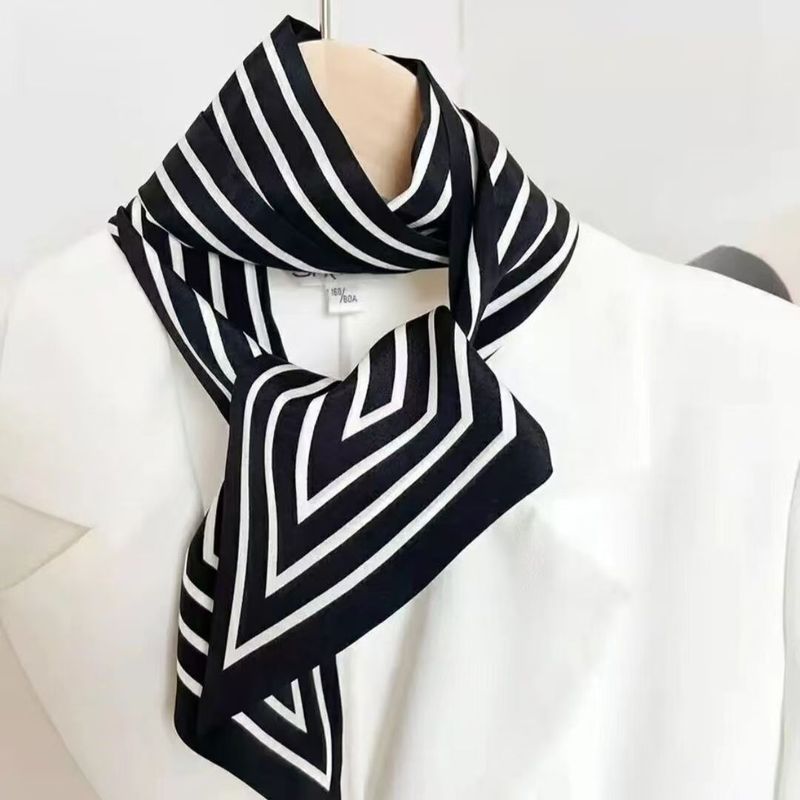 ロングシルクスカーフ、ファッショナブルなリボン、春と秋のプリント装飾シャツ、スーツ、スカーフ、ヘッドバンド|undefined