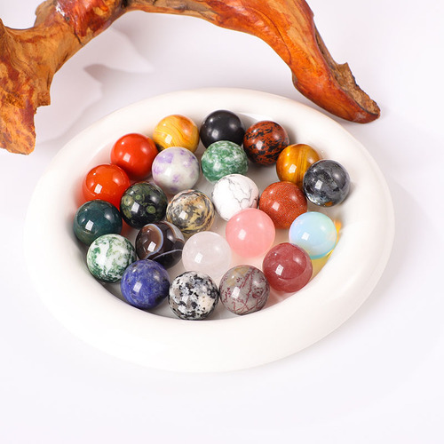 Cross-border 2cm non-porous ball natural pink quartz amethyst red agate diy jewelry accessories ball feng shui ornaments decoration