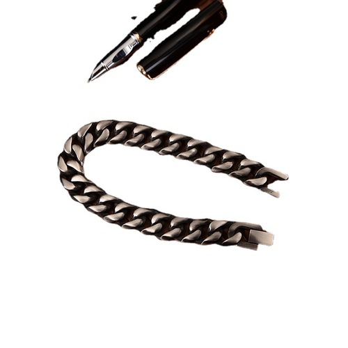 Factory Wholesale Titanium Steel Jewelry European and American Retro Men's Bracelet Single Weave Six-Sided Polished Titanium Steel Bracelet Creative Accessory