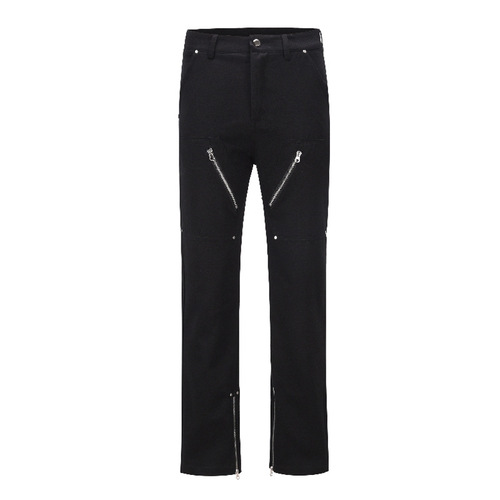 新款小众设计感休闲工装裤男士高街暗黑风拉链黑色微喇叭长裤