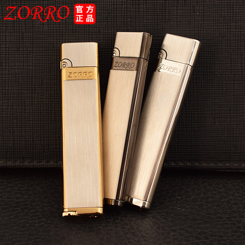 Zorro kerosene lighter slim and light brushed light version logo vintage grinding wheel men's gift lighter wholesale