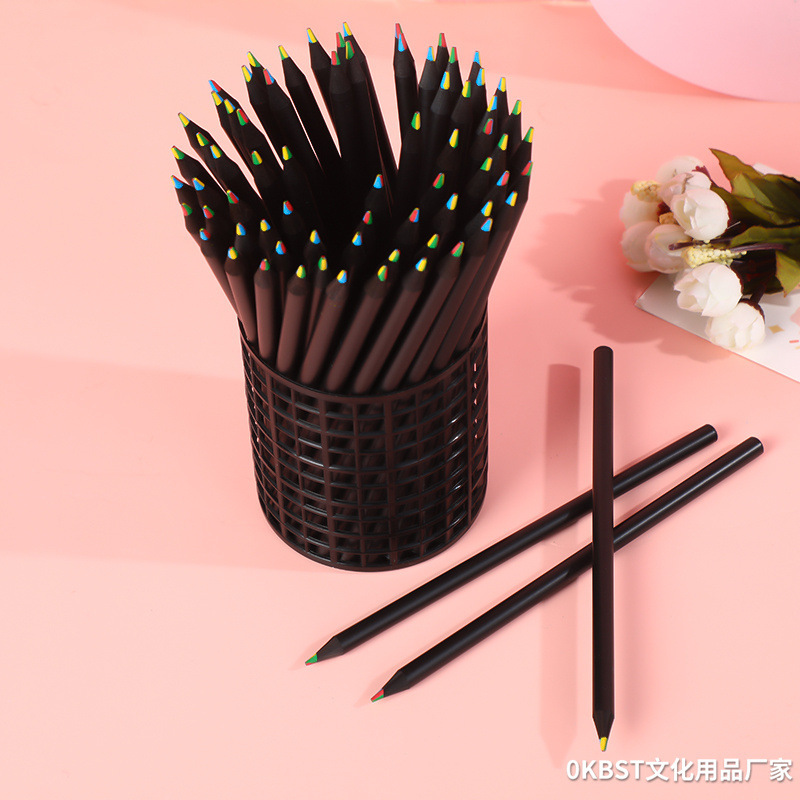 Amazon 4 colores de plomo lápiz de madera de color pintura para niños barril lápiz Escuela Primaria jardín de infantes regalo premio