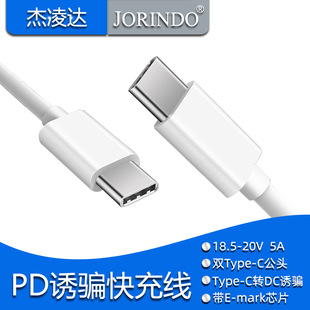 Double Type-C male head PD100W fast charging cable mobile phone laptop induced charging cable 5A high current