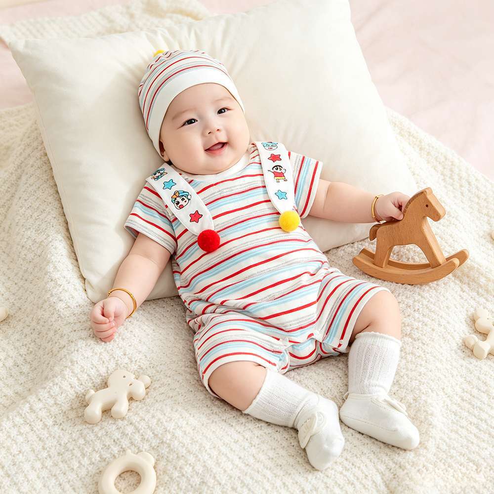 Shawl horizontal strip summer one-piece Xiaoxin