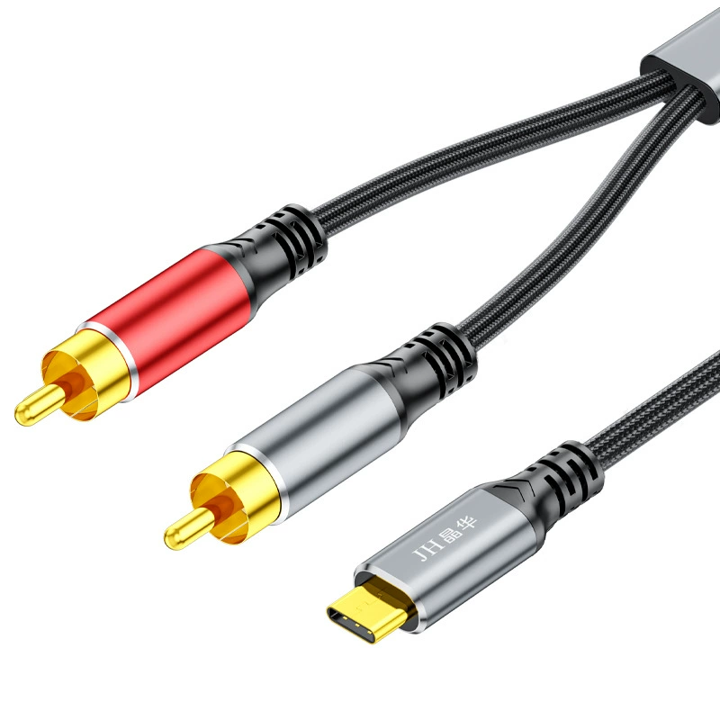 Jinghua Typec to 2RCA audio cable dual lotus audio cable connection line one hits two RCA audio cables