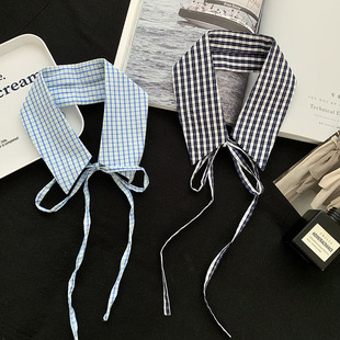 Collar False Collar Women's Spring and Summer Elegant Retro Denim Blue Shirt False Collar All-match Stacked Tie Women's Accessories