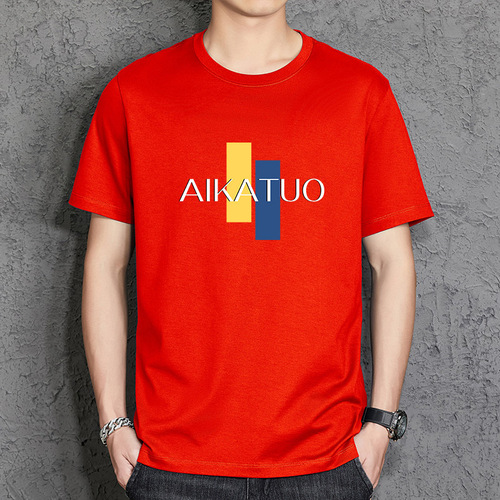 American letter print loose trendy men's short-sleeve T-shirt round neck undershirt base shirt