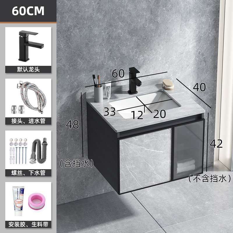 Cuarto de baño lavabo gabinete combinación Placa de roca cuenca integrada espacio aluminio mueble de baño moderno Luz de lujo lavabo mesa de lavado