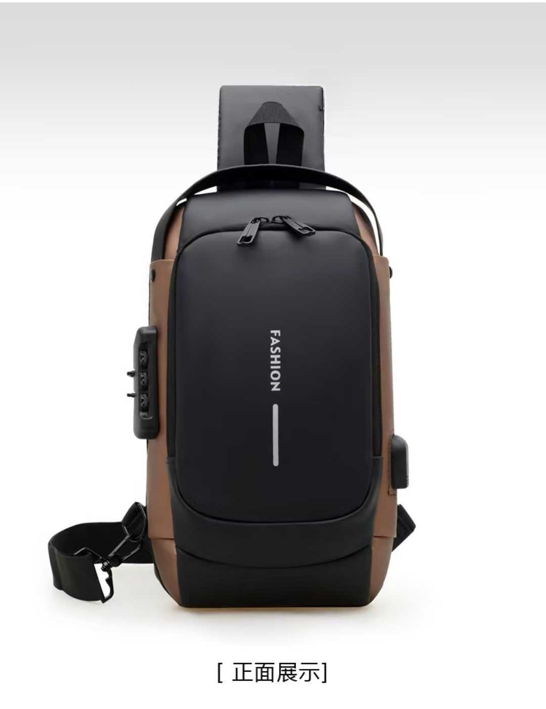 Bloqueo de contraseña anti-robo bolso de pecho de hombre mochila de motocicleta mochila deportiva al aire libre interfaz USB bolso de pecho mochila deportiva