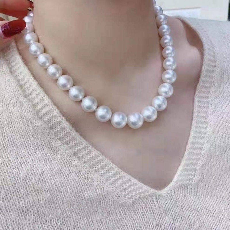 淡水珠天然珍珠项链10-11mm正圆白色送妈妈送婆婆精选之礼厂家