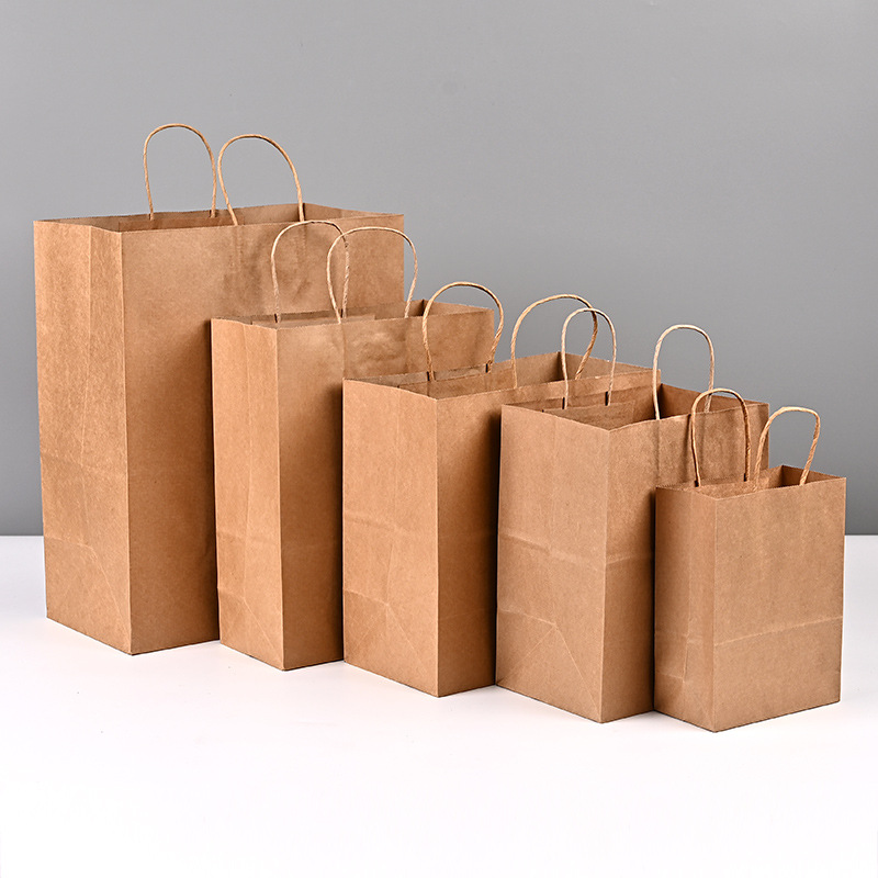 批发牛皮纸手提袋空白外卖纸袋制作牛皮纸外卖礼品袋