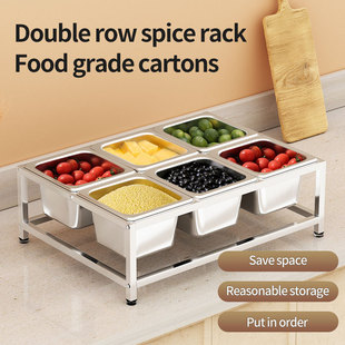 1/6 Single Row Flat Portion Basin Shelf Milk Tea Shop Jam Box Fruit Powder Grids Seasoning Grids with Lid Commercial Square Box