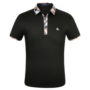 Cross-border new plaid collar stitching men's plain cotton short sleeve T-shirt summer Foreign trade polo shirt men's 2802#