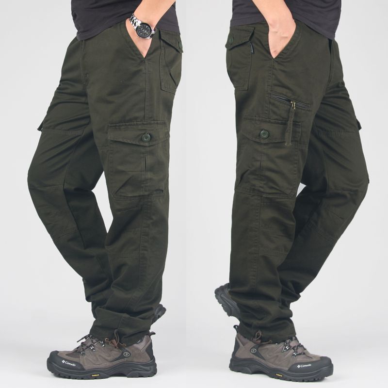Outdoor Casual Pants Men's Spring and Autumn Overalls Men's Multi-Pocket Large Size Straight Loose Tactical Pants Pure Cotton Pants