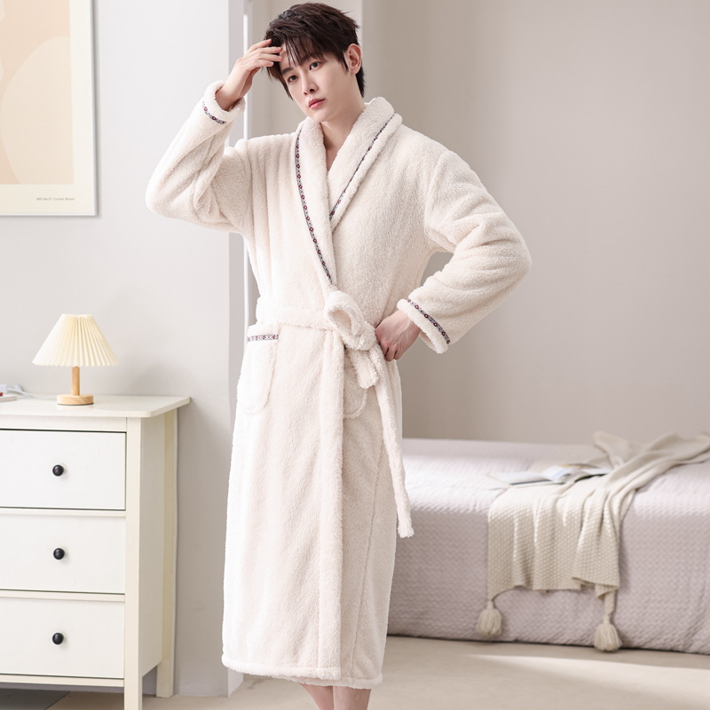 Men's Ribbon Milk White Robe