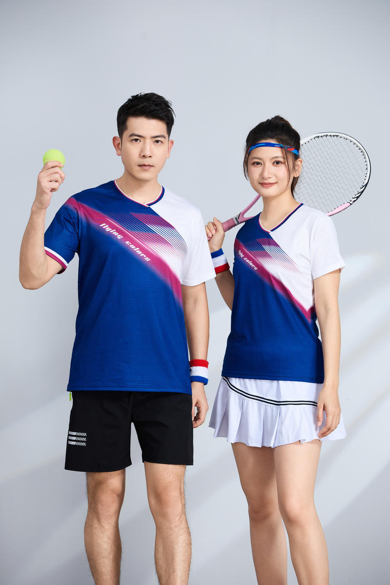 poliamonio rápido secado transpirable bádminton hombre niñas adultos el mismo cuello en V entrenamiento deportivo superior impresión personalizada