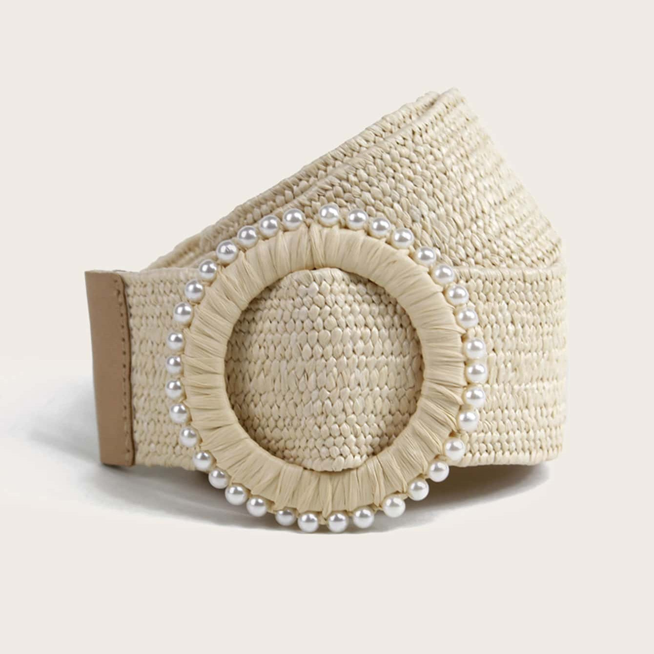 Summer elastic straw belt pearl