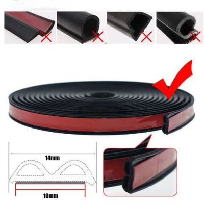 Car soundproof sealing strip, door anti-collision strip, type B dustproof water, universal hood noise reduction adhesive strip modification (Vehicle Sealing Strip) - a-plate-of-5m-long