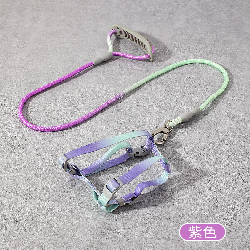 Correa de tracción en forma de I para gatos grandes, correa de tracción redonda con degradado de colores, correa para pasear gatos al aire libre, anti-strangulation, en paquete.