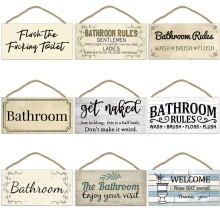 复古木质壁挂墙上装饰挂牌浴室长方形家居装饰木板门牌标志挂件