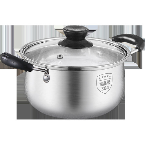 304 stainless steel milk pot, household baby food supplement, hot milk pot, thickened multi-bottom soup pot, mini small cooking pot, non-stick