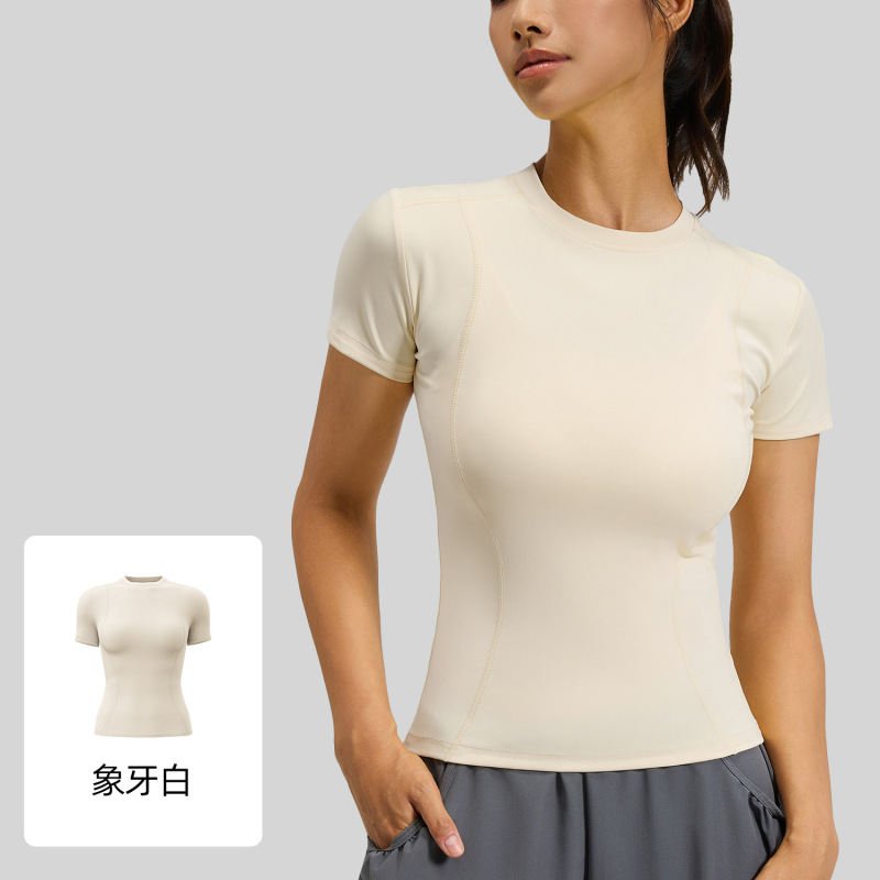 春夏修身運動半袖tシャツヨガ服上着女性フィットネスガードルランニングヨガ半袖|undefined