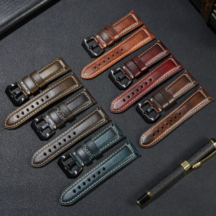 High-End Italian Retro Oil Wax Watch Strap Genuine Leather Men's Paner Fat Sea Watch Strap Rough 20/22/24/26m