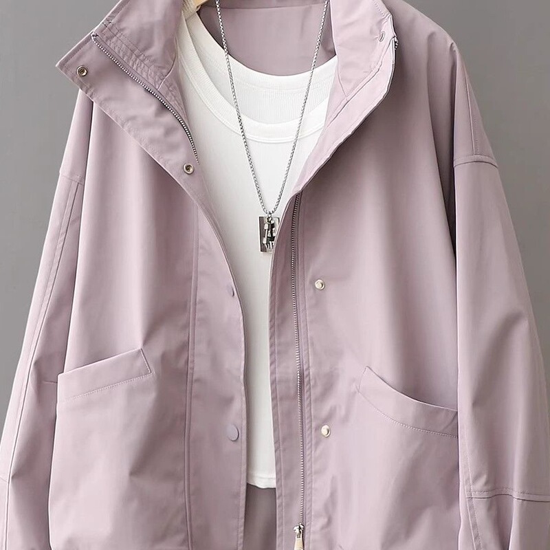 Autumn Jacket Korean Style Women's 2026 New Loose Casual Fashion Elegant Design Stand Collar Short Jacket Top Autumn Jacket Korean Style Women's 2026 New Loose Casual Fashion Elegant Design Stand Collar Short Jacket Top