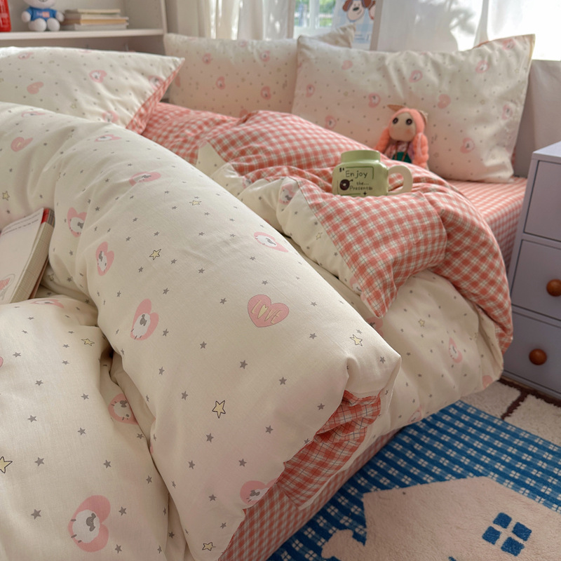 Nubes Meow (¡Recomendado!) / Juego de sábanas de 1,2 m de tres piezas [funda de edredón 150*200cm sábana de cama 180*230cm funda de almohada 48*74cm * 1]