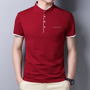 95 Cotton Men's Short-sleeved T-shirt Summer Casual Fashion Collar Half-sleeved Top Breathable Korean Style T-shirt Men's Trendy Short T-shirt