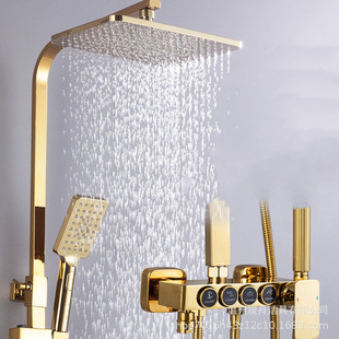 European-Style All-Copper Constant Temperature Gold Shower Head Set for Bathing Home Bathroom Rain Shower Head Bathroom Shower