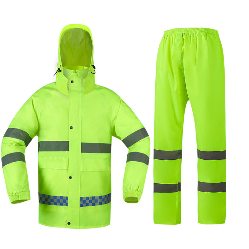 Impermeable reflectante pantalones de lluvia traje de tráfico de la Administración de Carreteras propiedad de saneamiento de alta velocidad patrulla advertencia dividida protectora impermeable poncho