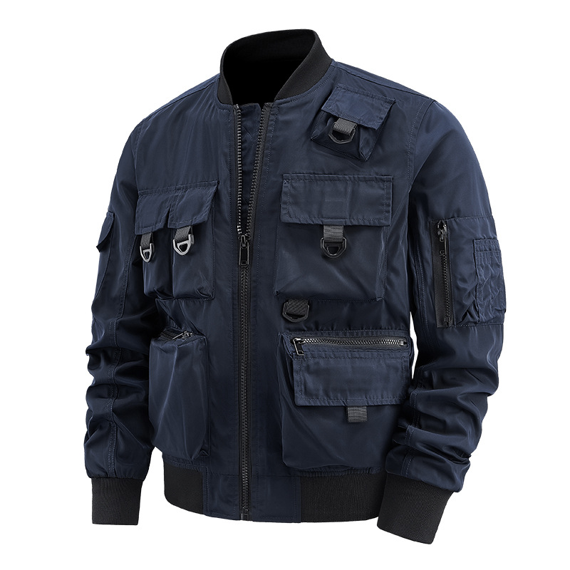 Primavera y otoño hombre de mediana edad camping chaqueta casual función al aire libre chaqueta de bolsillo chaqueta impermeable abrigo de asalto