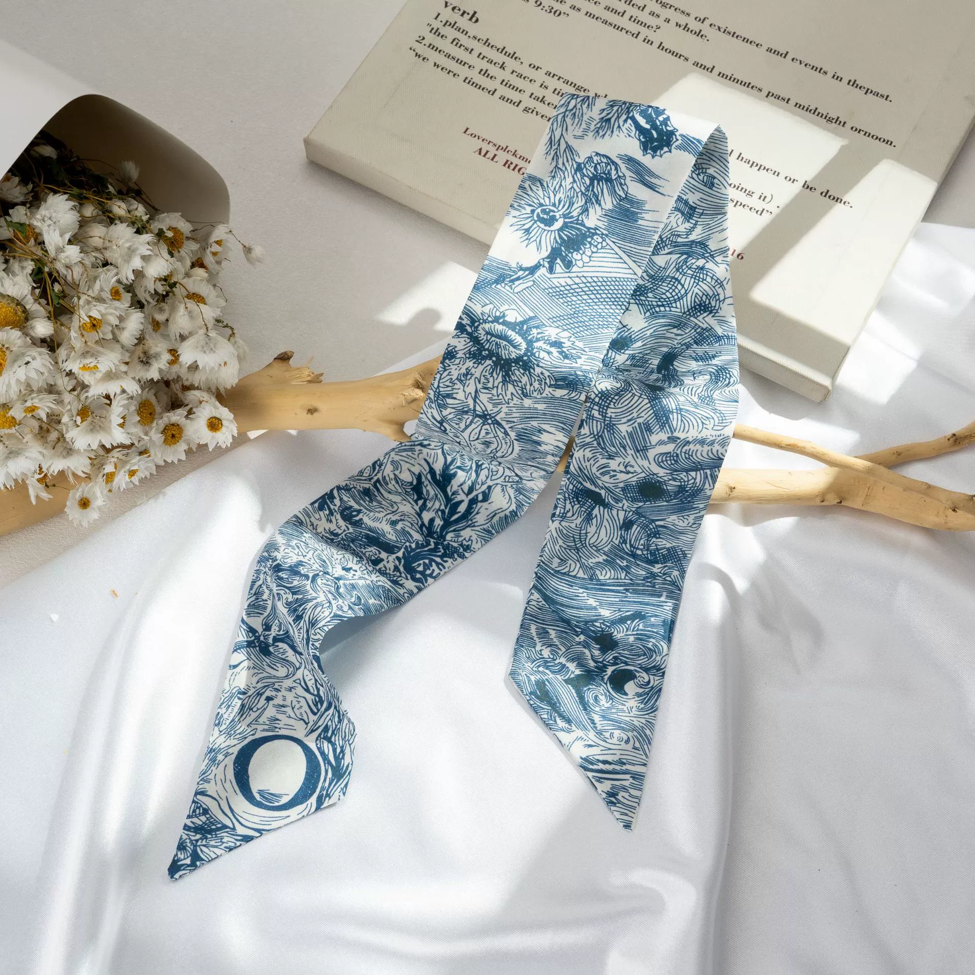 Silk Scarf Hairband (Suhang) long streamer 89×3.8 cm, lightweight gift box option