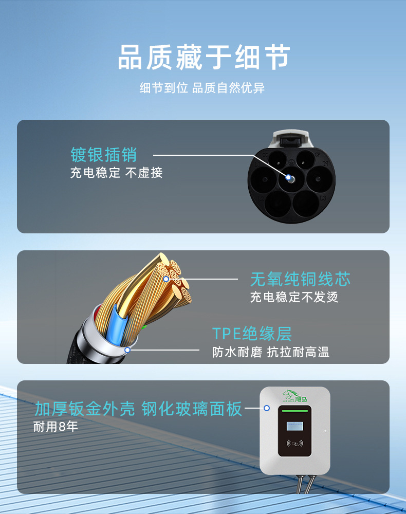 Ruihua Intelligent 7Kw New Energy Vehicle Home and Commercial Charging Station 32A Ac 7-Port 220V Universal
