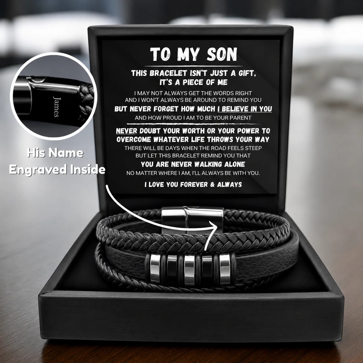 To My Son - Never Alone - Braided Bracelet Set