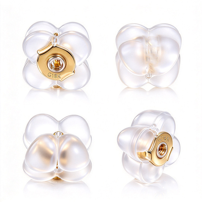 Four-Leaf Clover Silicone Ear Plugs, Fine Needle Anti-Fall Ear Studs, Back Clasps, Accessories, Jewelry Parts, Materials Wholesale Four-Leaf Clover Silicone Ear Plugs, Fine Needle Anti-Fall Ear Studs, Back Clasps, Accessories, Jewelry Parts, Materials Wholesale