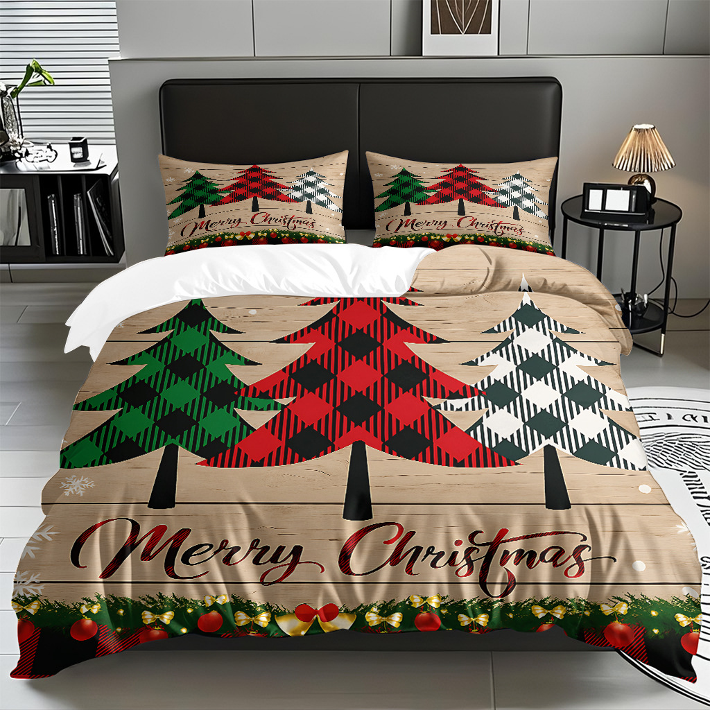 Textiles caseros transfronterizos patrón navideño suave polirido quilt kit de impresión digital HD TEMU / JIT