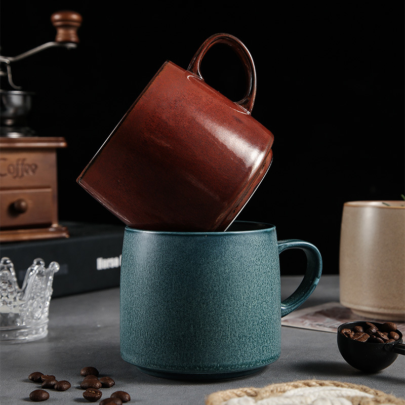 Cerámica transfronteriza Color sólido Taza de desayuno de alto valor Taza de agua Taza de café Taza vintage Horno esmaltado Estilo nórdico