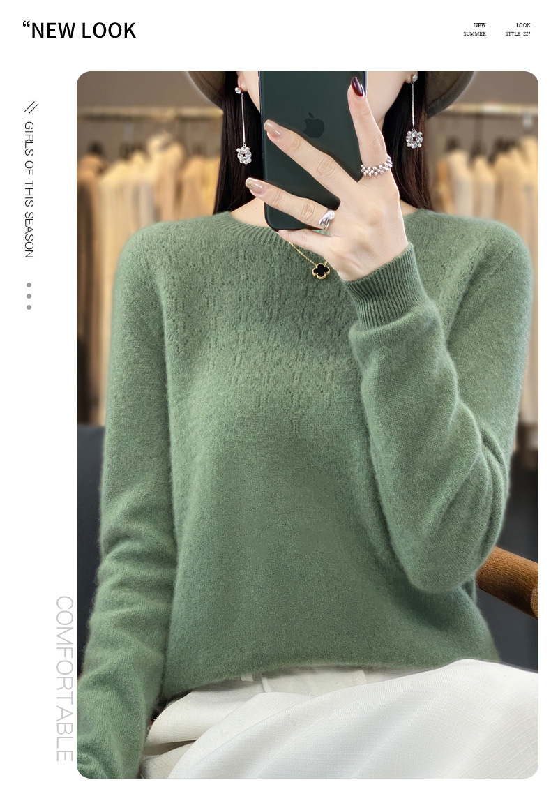 一线成衣羊毛衫女式秋冬圆领套头毛衣针织上衣宽松打底衫外穿保暖详情20