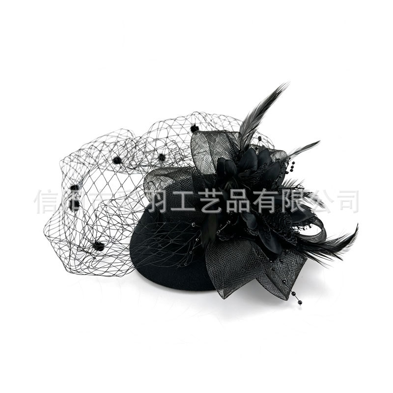 Netted hair accessories, headwear for performances, tea parties, parties, feathered headpieces for the Horse Racing Festival, lace netted head flowers, vintage floral hair accessories